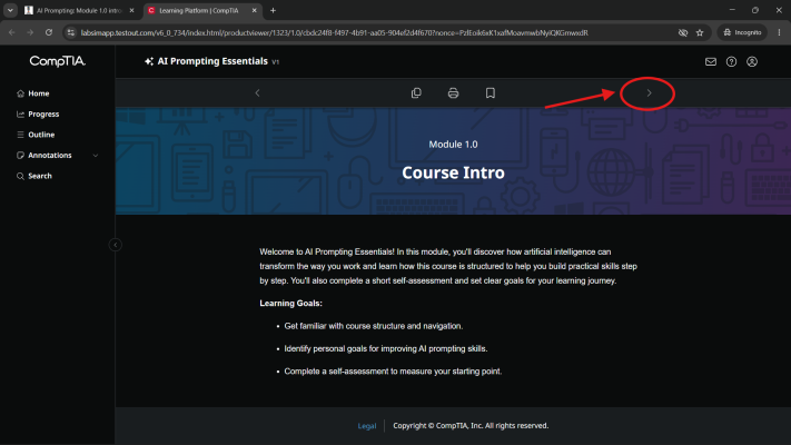 Course Module Navigation Buttons